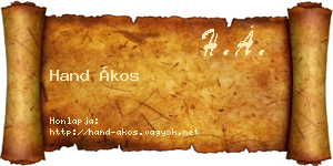 Hand Ákos névjegykártya